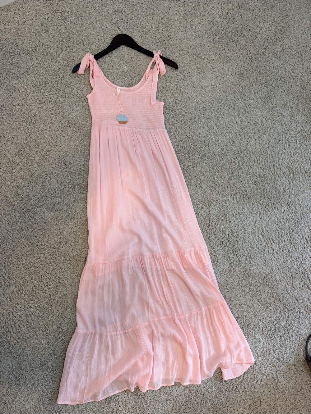 Women’s Pink Tie-Shoulder Maxi Dress